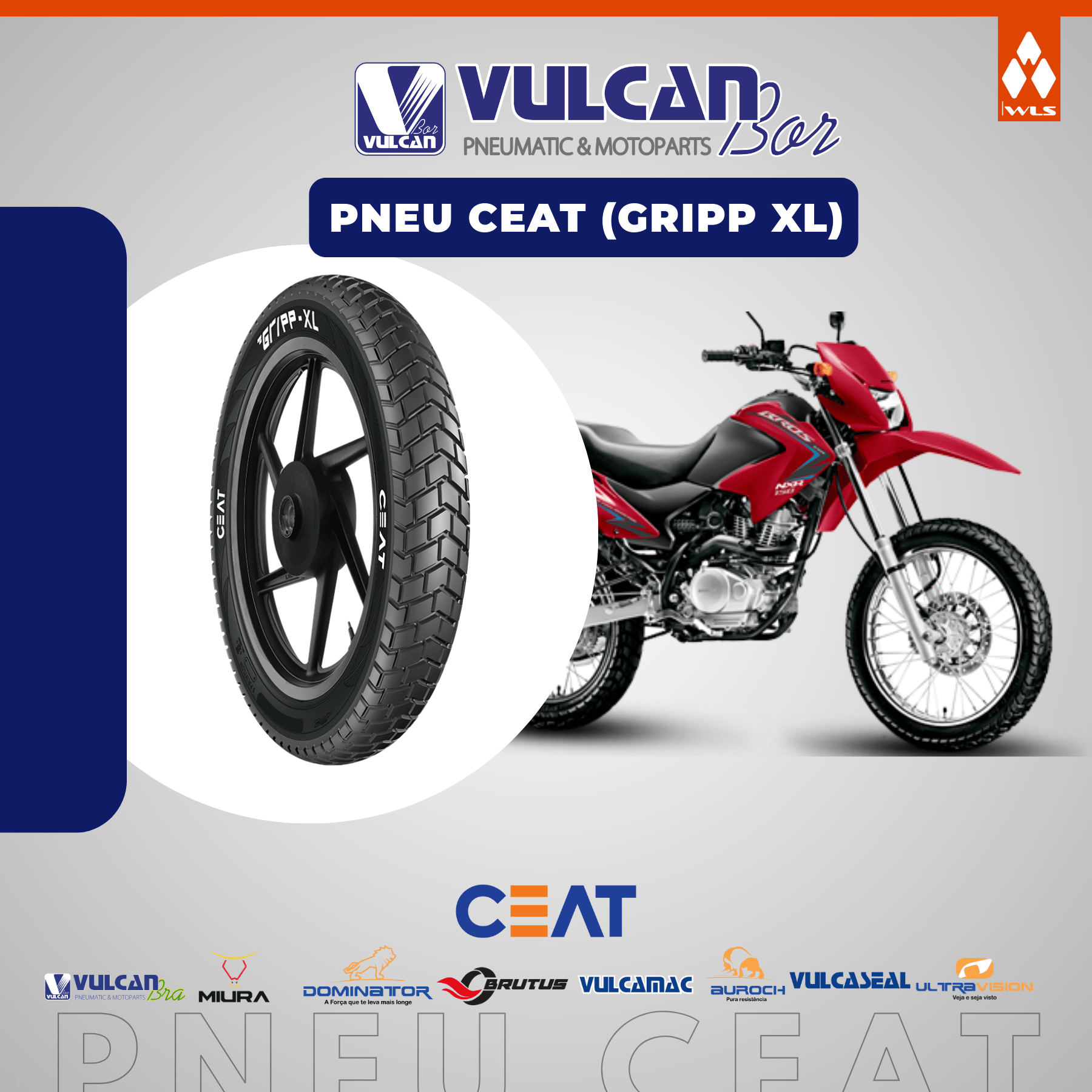 Pneu p/ moto aro 17 * 110/90-17 - tras. nx-bros 125/150 e xtz 150 crosser (gripp xl) c/câm.